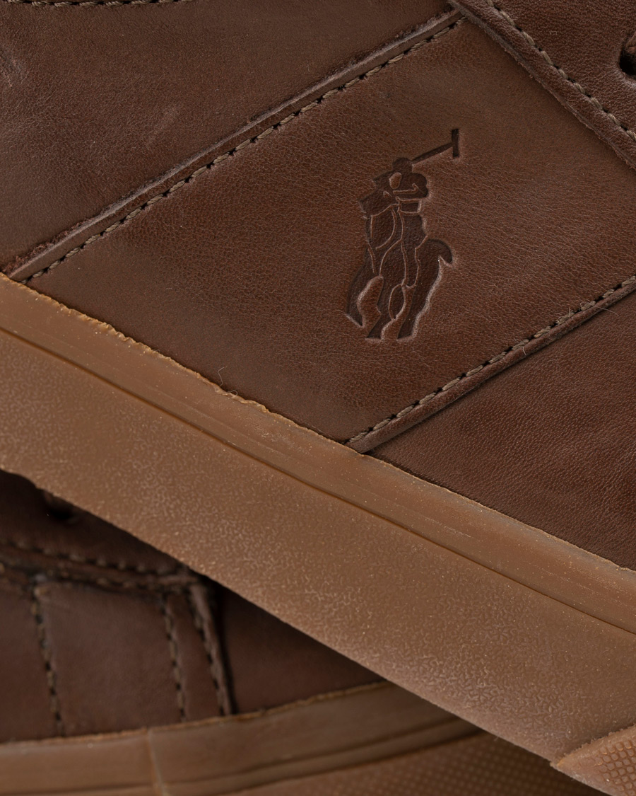 Heren | Polo Ralph Lauren Sayer Leather Sneaker Dark Brown | Polo Ralph Lauren | Sayer Leather Sneaker Dark Brown