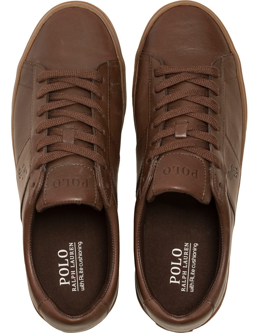 Heren | Polo Ralph Lauren Sayer Leather Sneaker Dark Brown | Polo Ralph Lauren | Sayer Leather Sneaker Dark Brown