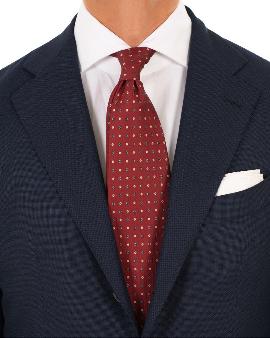 Homme | E. Marinella 3-Fold Printed Classic Dot Silk Tie 8 Cm Burgundy | E. Marinella | 3-Fold Printed Classic Dot Silk Tie 8 Cm Burgundy