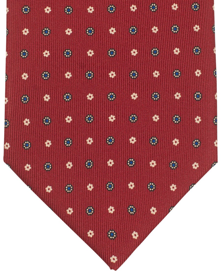 Homme | E. Marinella 3-Fold Printed Classic Dot Silk Tie 8 Cm Burgundy | E. Marinella | 3-Fold Printed Classic Dot Silk Tie 8 Cm Burgundy
