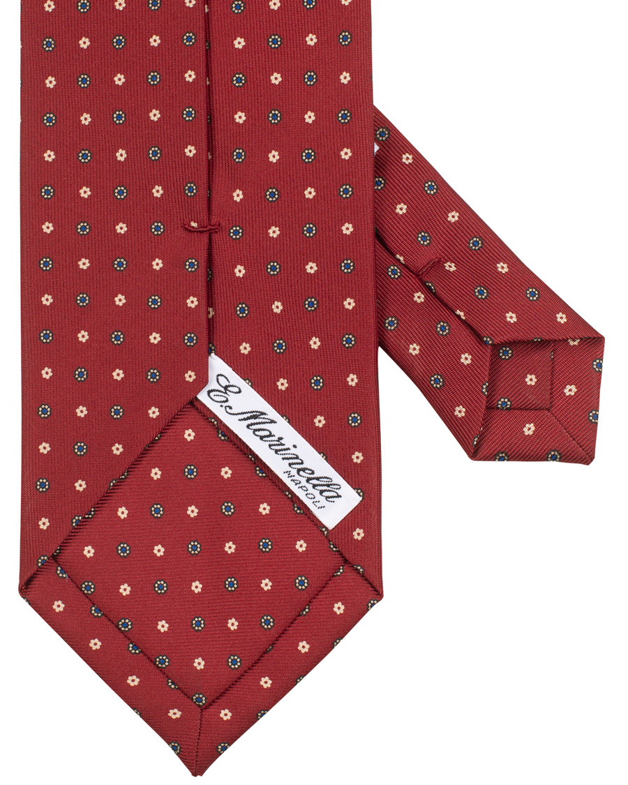 Homme | E. Marinella 3-Fold Printed Classic Dot Silk Tie 8 Cm Burgundy | E. Marinella | 3-Fold Printed Classic Dot Silk Tie 8 Cm Burgundy