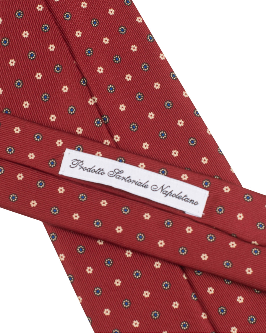 Homme | E. Marinella 3-Fold Printed Classic Dot Silk Tie 8 Cm Burgundy | E. Marinella | 3-Fold Printed Classic Dot Silk Tie 8 Cm Burgundy