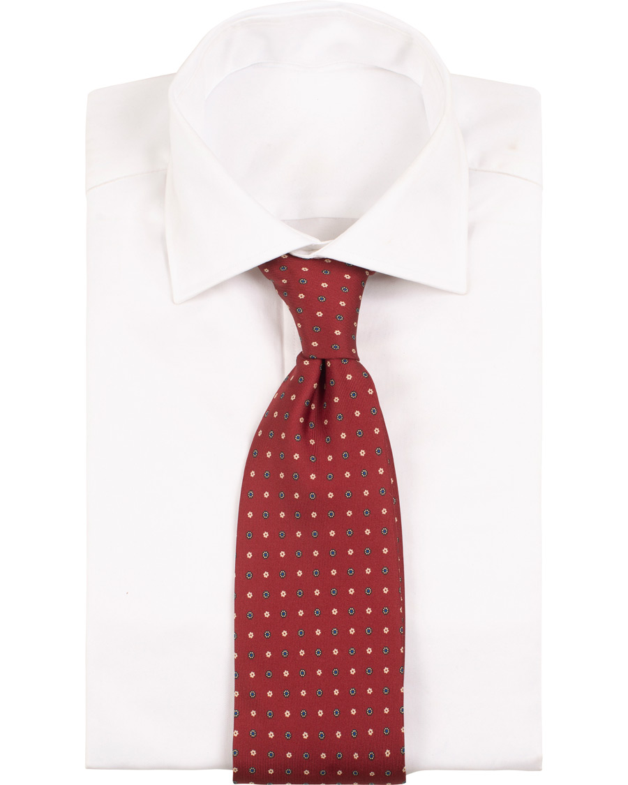Homme | E. Marinella 3-Fold Printed Classic Dot Silk Tie 8 Cm Burgundy | E. Marinella | 3-Fold Printed Classic Dot Silk Tie 8 Cm Burgundy