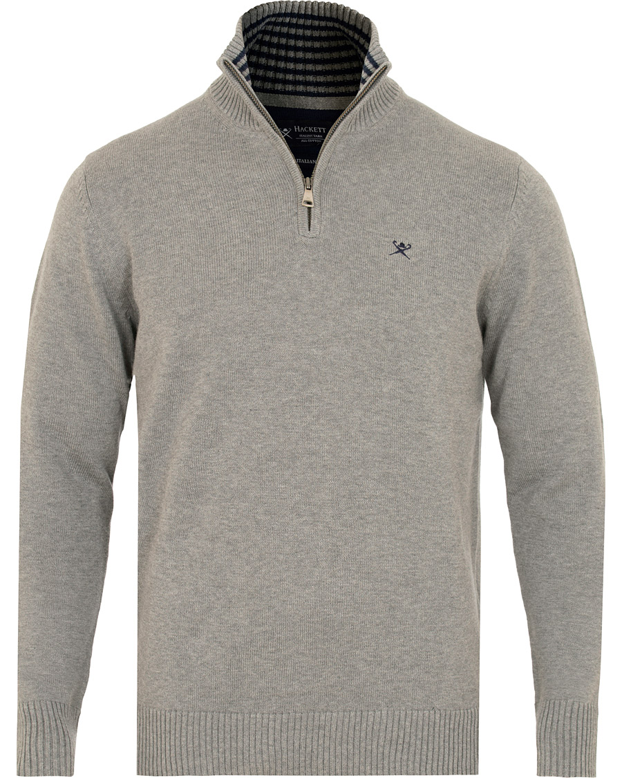 Homme | Pulls Et Tricots | Hackett | Cotton Half Zip Grey