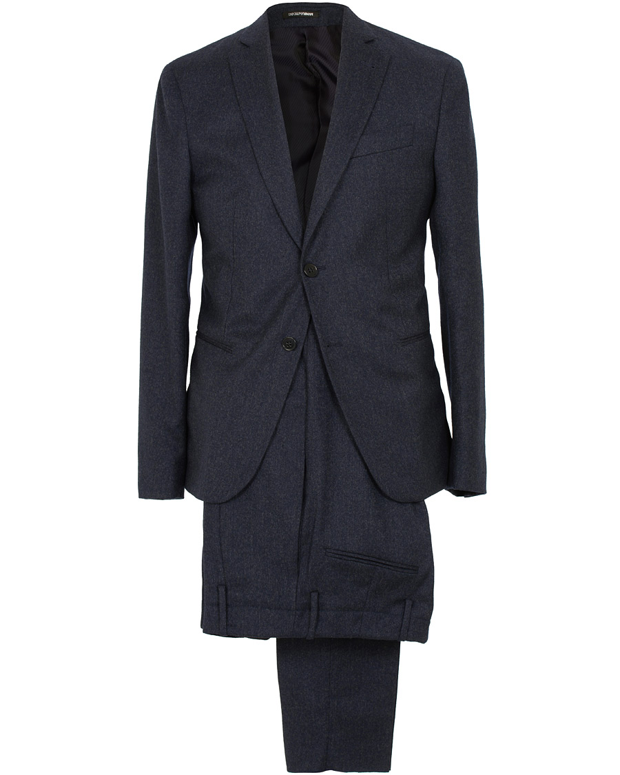 Homme | Costumes | Emporio Armani | F-Line Fitted Flannel Suit Dark Blue
