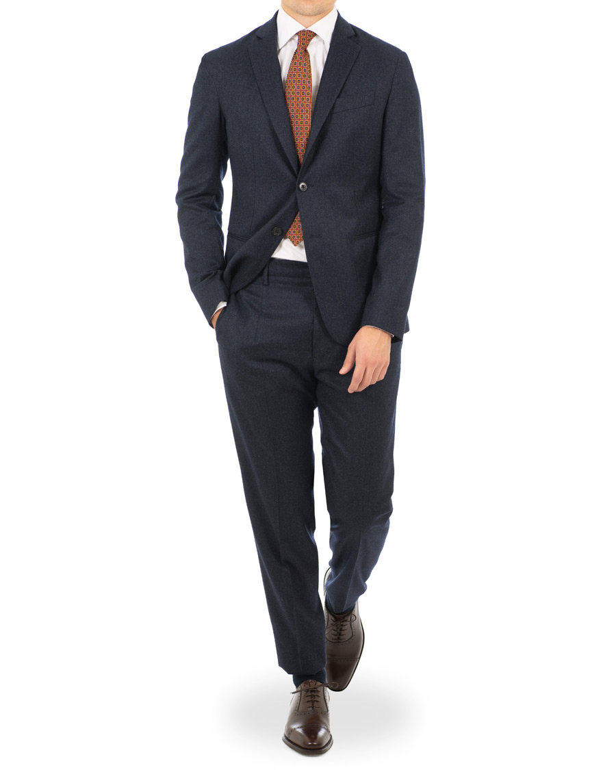 Homme | Costumes | Emporio Armani | F-Line Fitted Flannel Suit Dark Blue