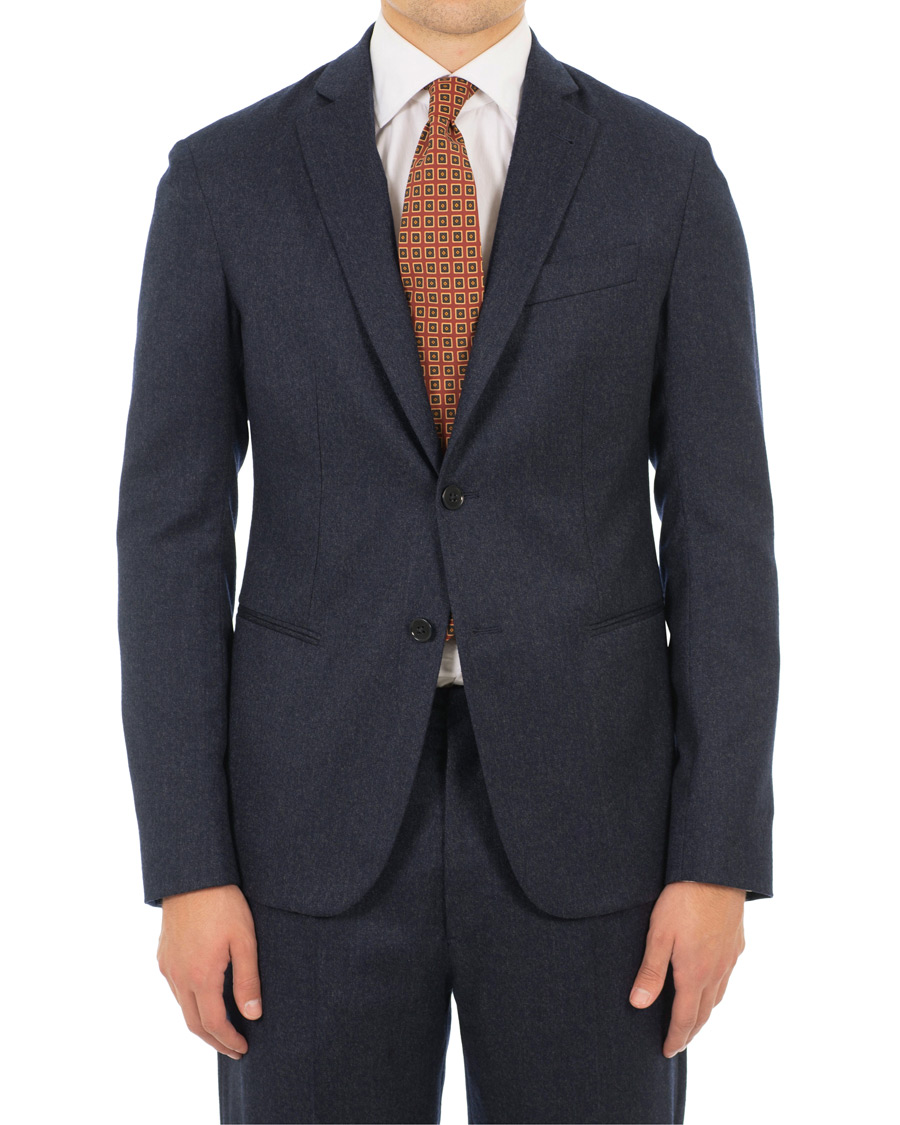 Homme | Costumes | Emporio Armani | F-Line Fitted Flannel Suit Dark Blue