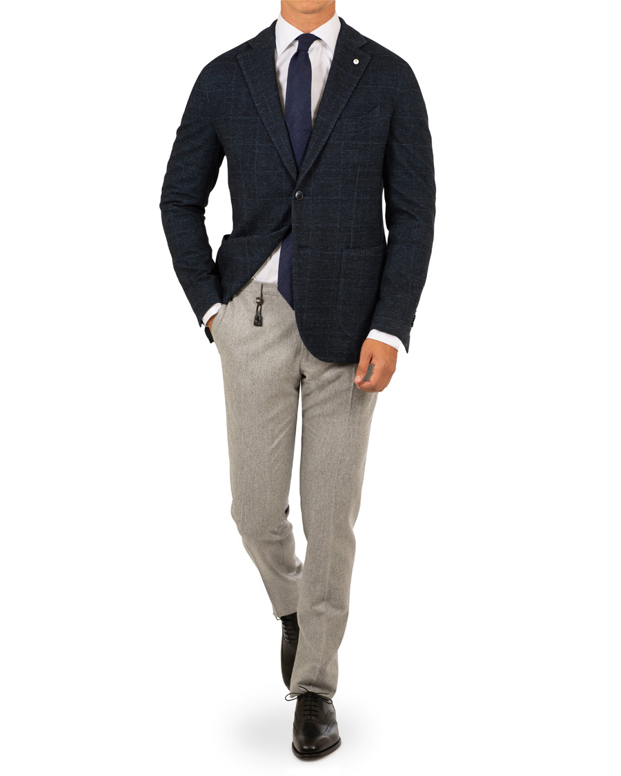 Homme | Blazers | L.B.M. 1911 | Jack Regular Fit Glencheck Wool Blazer Dark Blue