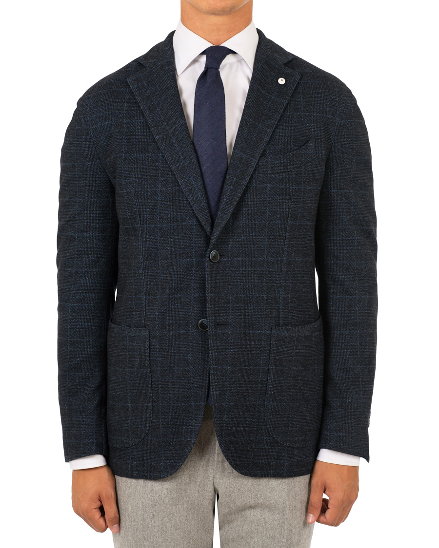 Homme | Blazers | L.B.M. 1911 | Jack Regular Fit Glencheck Wool Blazer Dark Blue