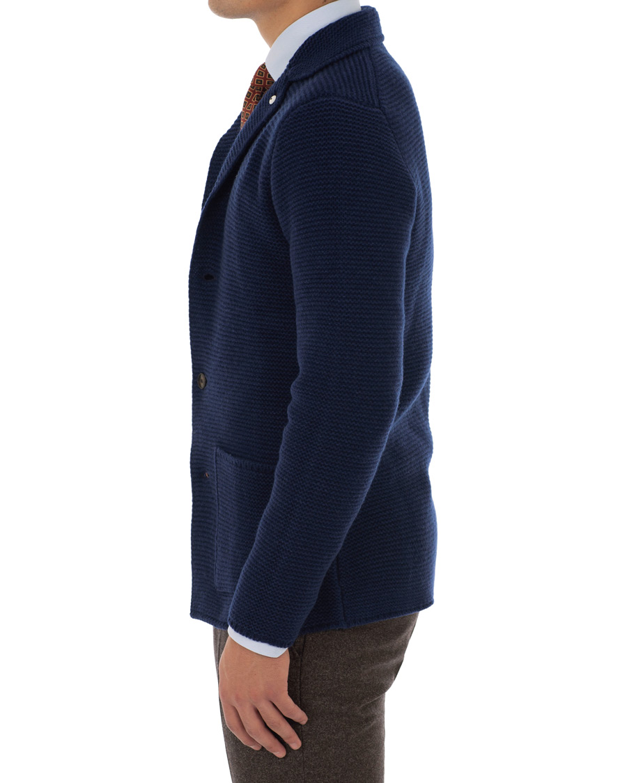 Heren | Blazers | L.B.M. 1911 | Knitted Cardigan Blazer Dark Blue