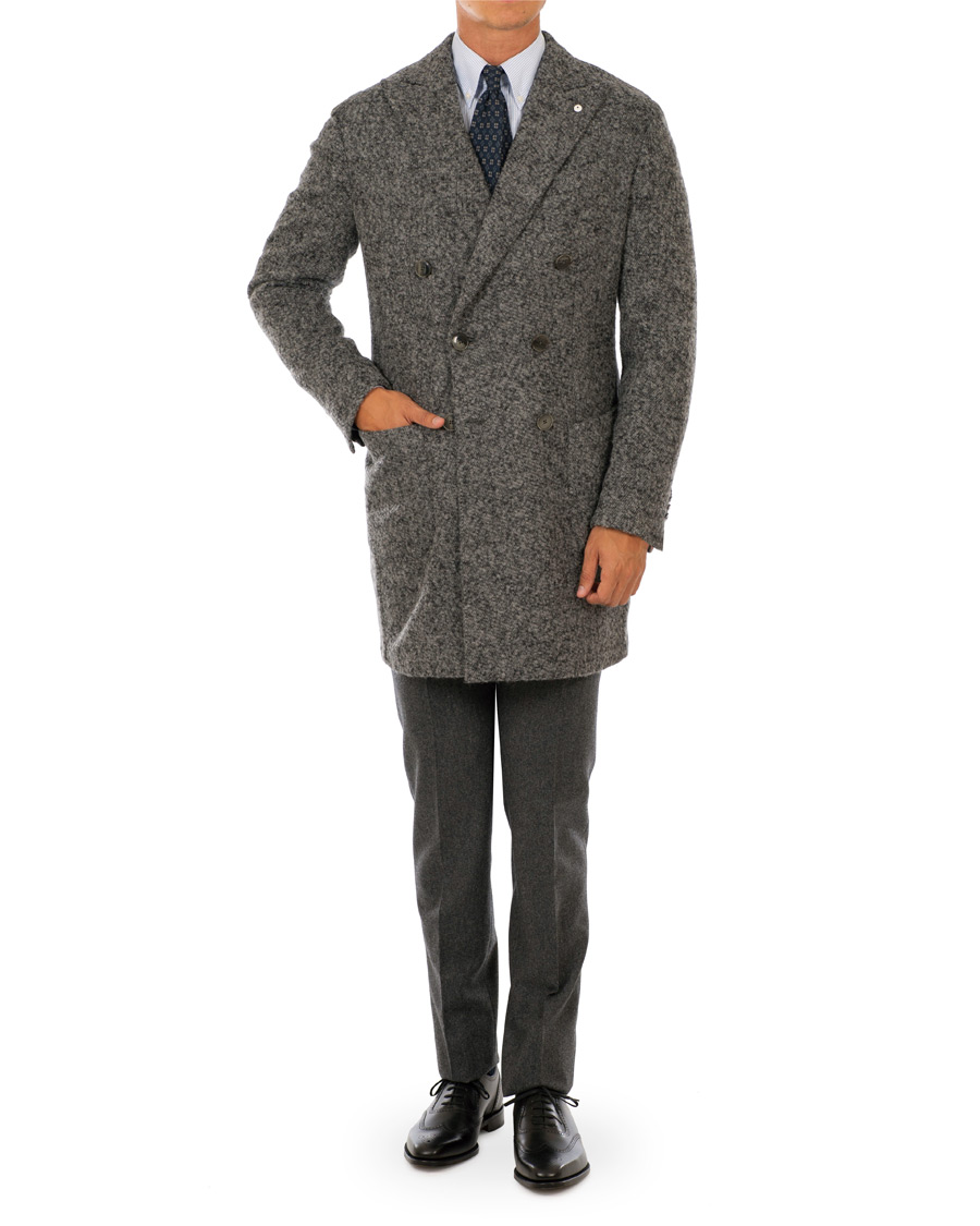 Homme | Manteaux Et Vestes | L.B.M. 1911 | Wool Double Breasted Boucle Coat Light Grey