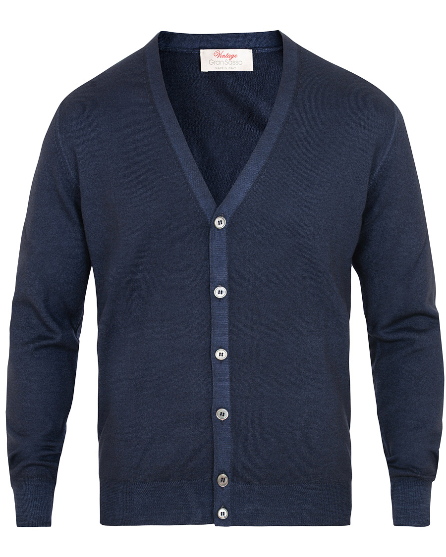 Homme | Pulls Et Tricots | Gran Sasso | Vintage Merino Fashion Fit Cardigan Navy