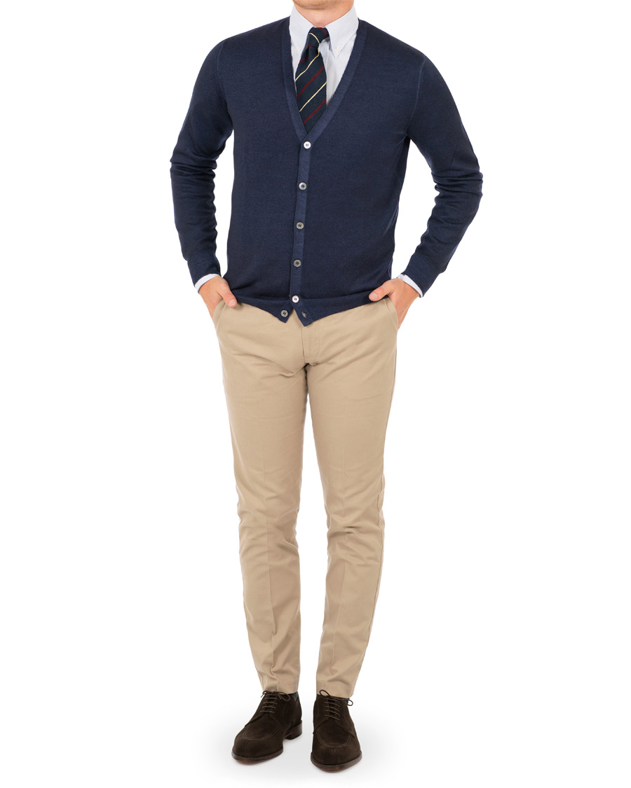 Homme | Pulls Et Tricots | Gran Sasso | Vintage Merino Fashion Fit Cardigan Navy