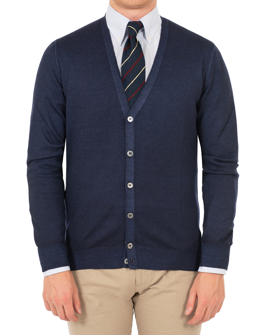 Homme | Pulls Et Tricots | Gran Sasso | Vintage Merino Fashion Fit Cardigan Navy