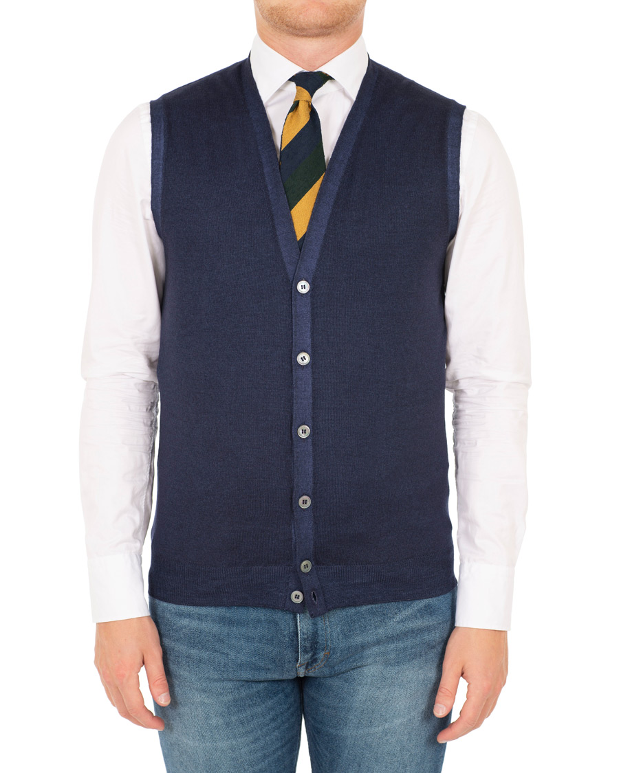 Homme | Pulls Et Tricots | Gran Sasso | Vintage Merino Fashion Fit Slipover Navy