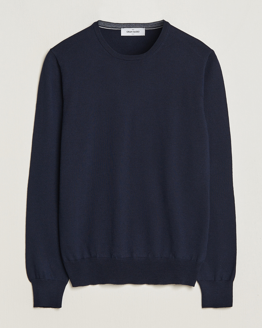 Homme | Pulls Et Tricots | Gran Sasso | Merino Fashion Fit Crew Neck Pullover Navy
