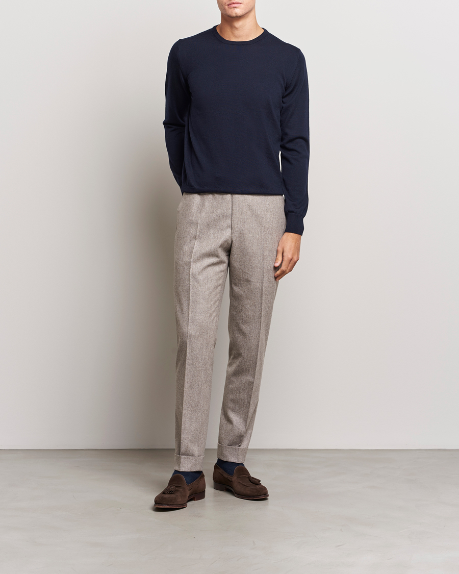 Homme | Pulls Et Tricots | Gran Sasso | Merino Fashion Fit Crew Neck Pullover Navy