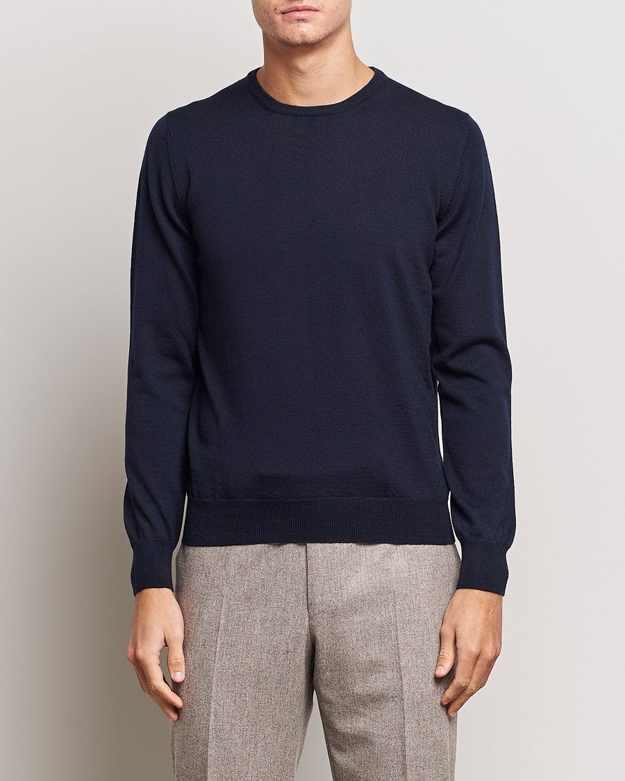 Homme | Pulls Et Tricots | Gran Sasso | Merino Fashion Fit Crew Neck Pullover Navy