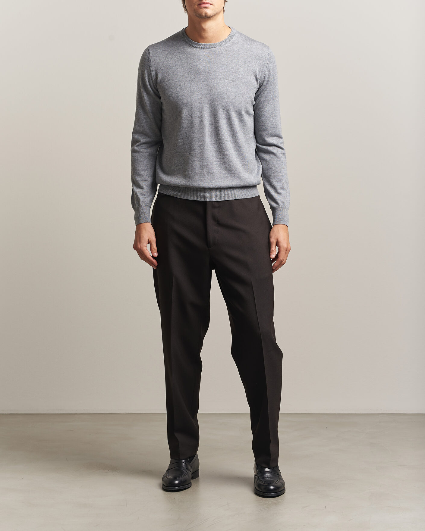 Homme | Pulls Et Tricots | Gran Sasso | Merino Fashion Fit Crew Neck Pullover Light Grey