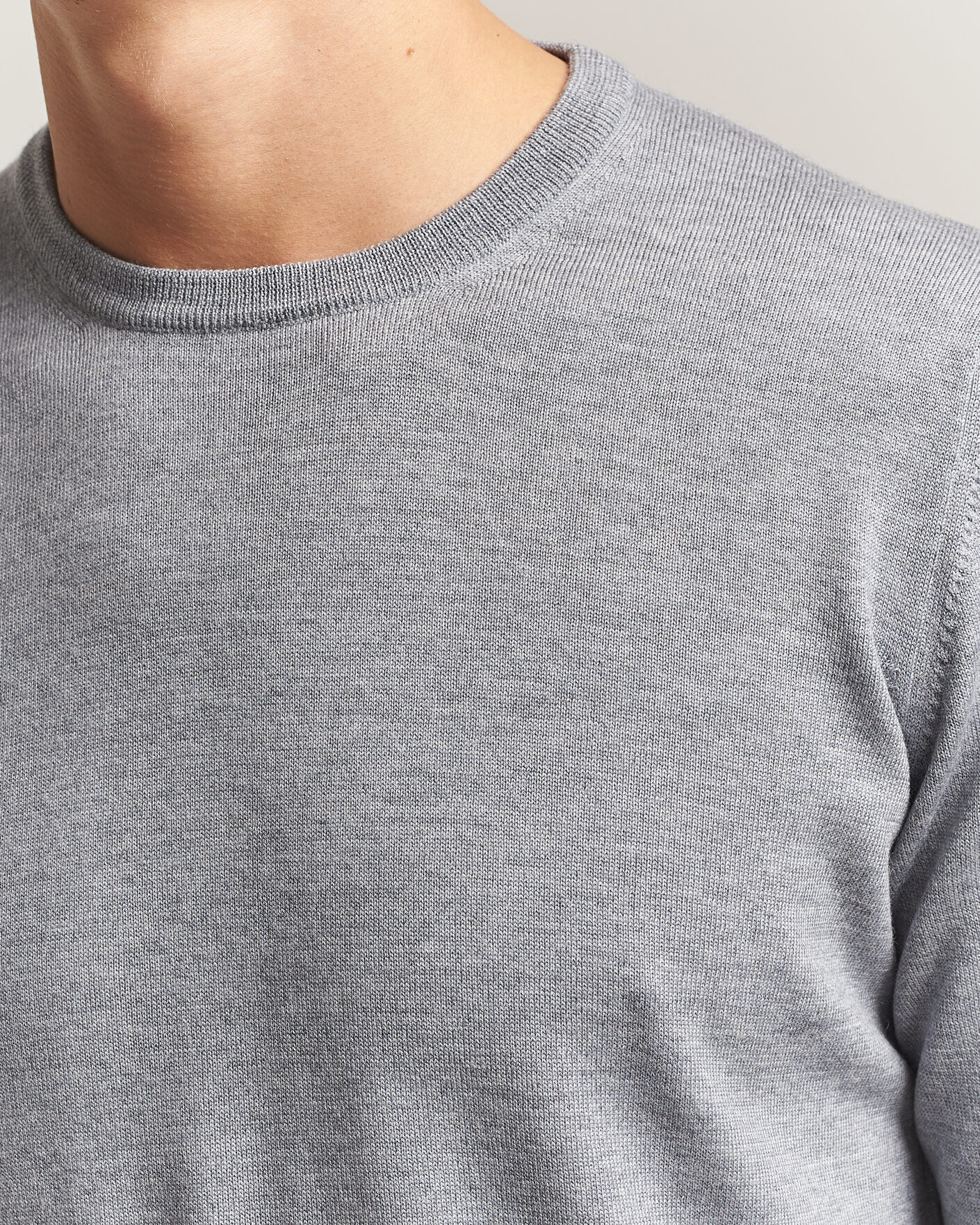 Homme | Pulls Et Tricots | Gran Sasso | Merino Fashion Fit Crew Neck Pullover Light Grey