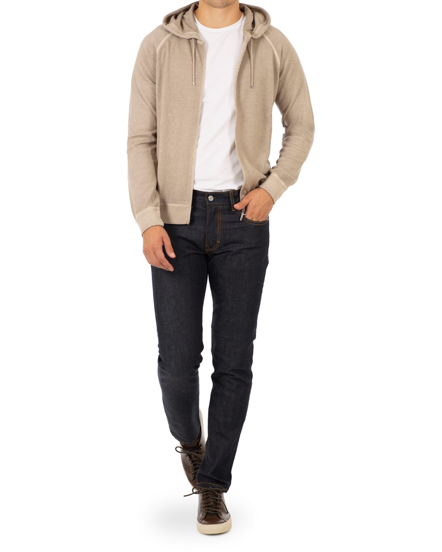 Heren | Truien | Gran Sasso | Vintage Merino Fashion Fit Full Zip Hoodie Beige