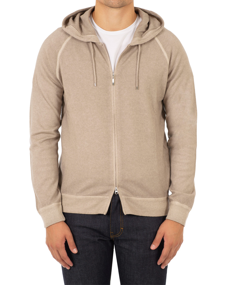Heren | Truien | Gran Sasso | Vintage Merino Fashion Fit Full Zip Hoodie Beige