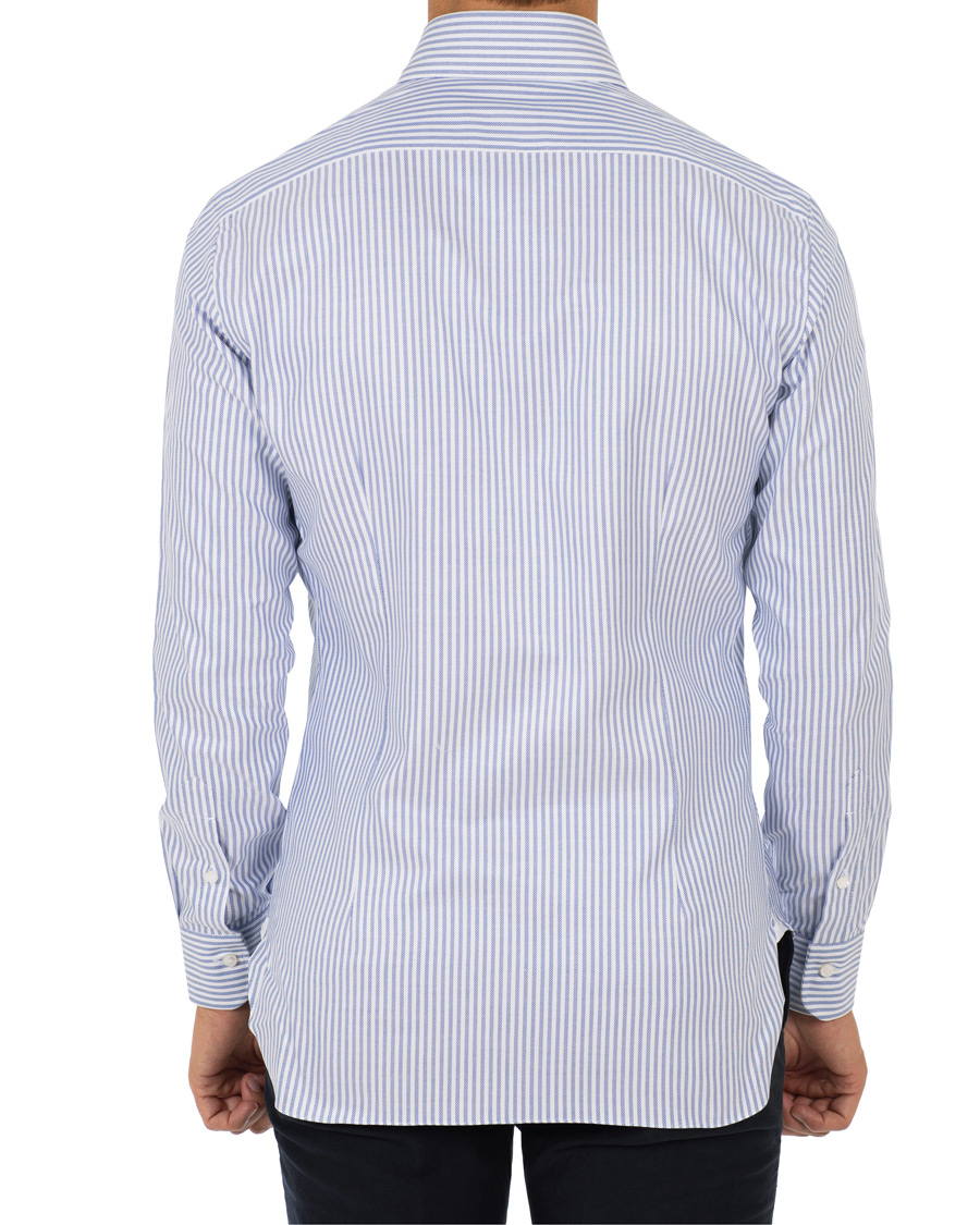 Homme | Chemises | Barba Napoli | Slim Fit Striped Oxford Button Down Shirt Blue