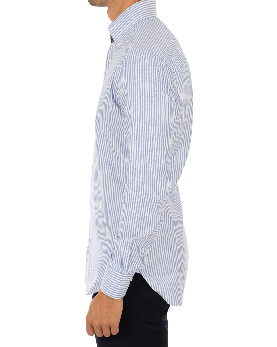 Homme | Chemises | Barba Napoli | Slim Fit Striped Oxford Button Down Shirt Blue