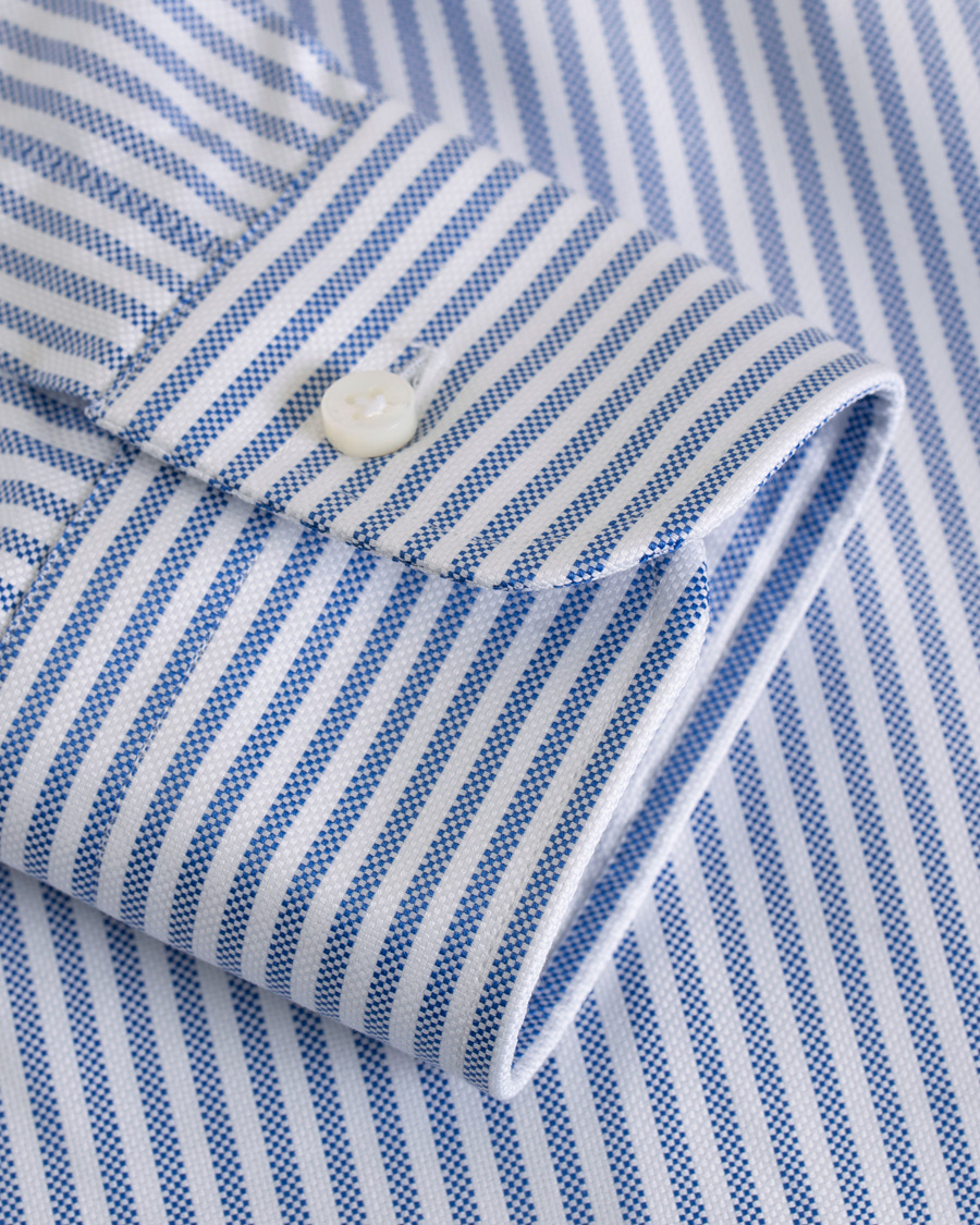 Homme | Chemises | Barba Napoli | Slim Fit Striped Oxford Button Down Shirt Blue