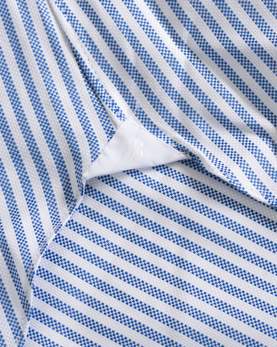 Homme | Chemises | Barba Napoli | Slim Fit Striped Oxford Button Down Shirt Blue