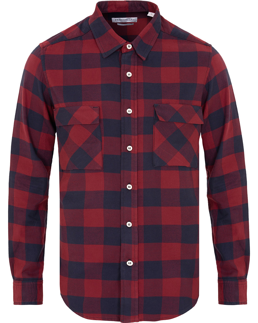 Homme | Chemises | President's | Vespa Soft Flannel Check Shirt Navy/Bordeaux