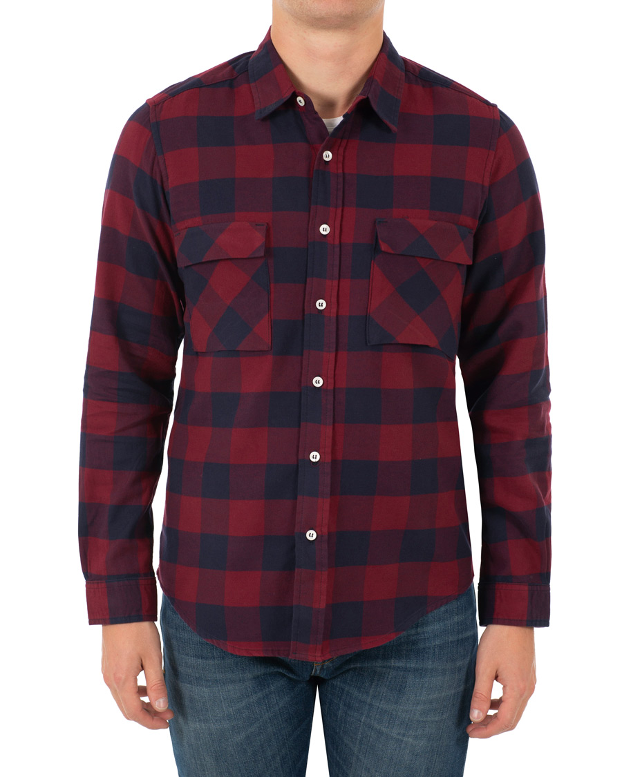 Homme | Chemises | President's | Vespa Soft Flannel Check Shirt Navy/Bordeaux