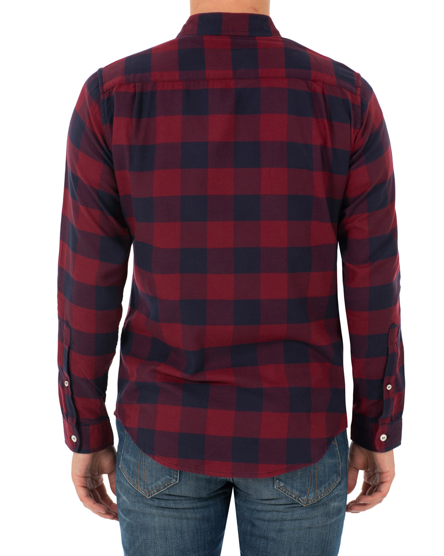 Homme | Chemises | President's | Vespa Soft Flannel Check Shirt Navy/Bordeaux