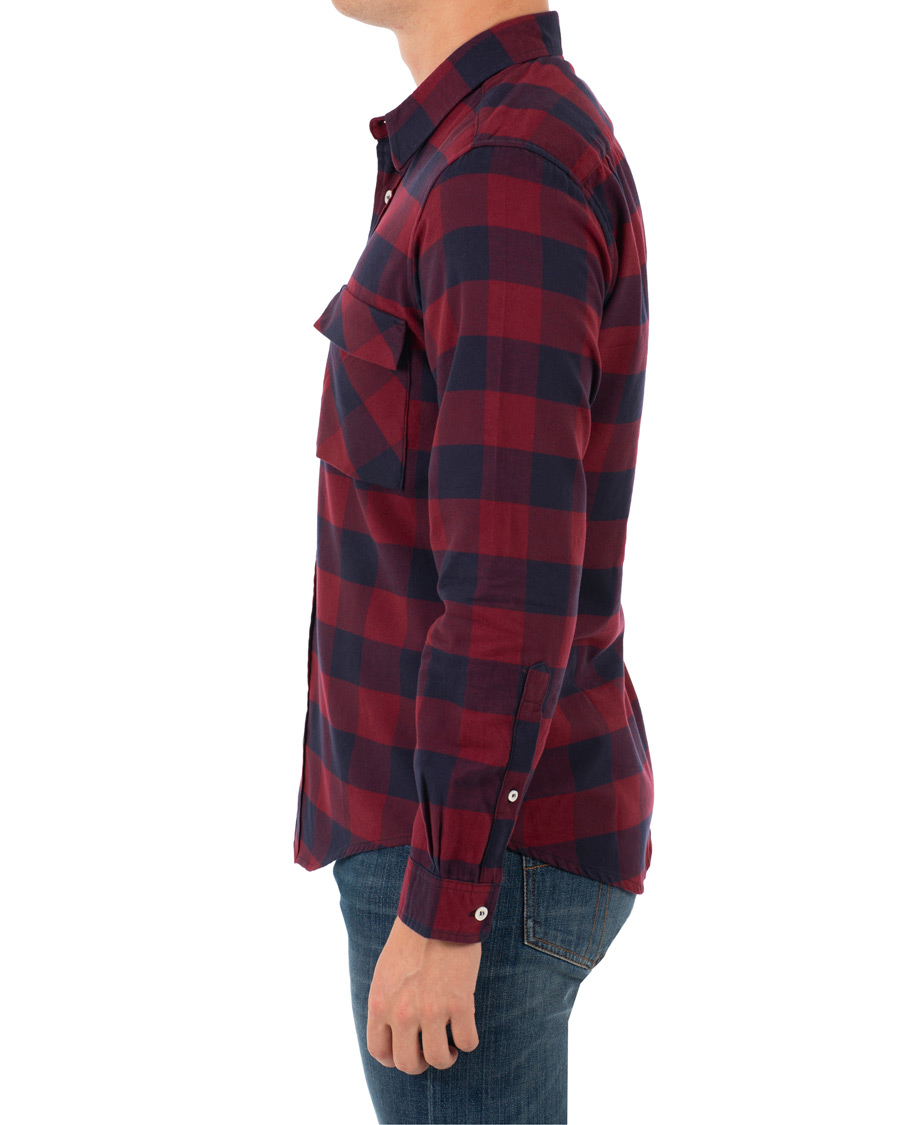 Homme | Chemises | President's | Vespa Soft Flannel Check Shirt Navy/Bordeaux