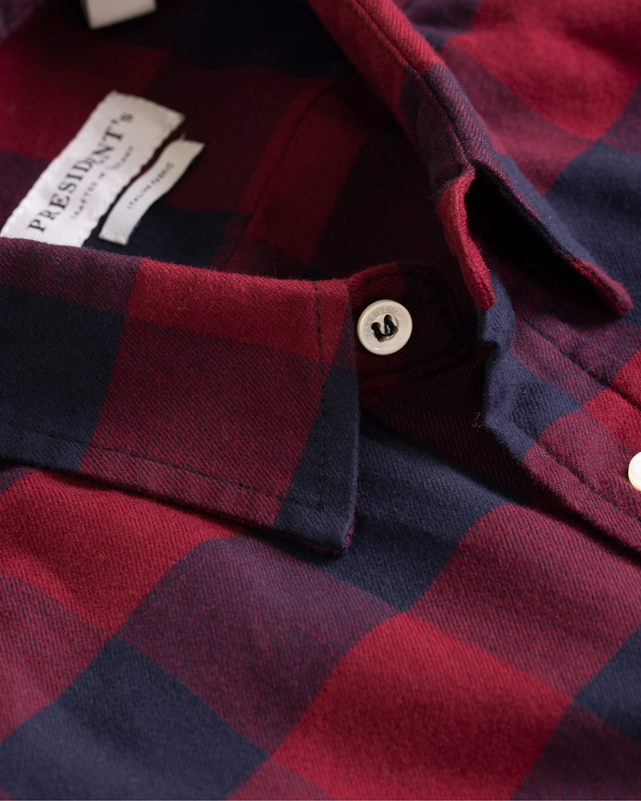 Homme | Chemises | President's | Vespa Soft Flannel Check Shirt Navy/Bordeaux