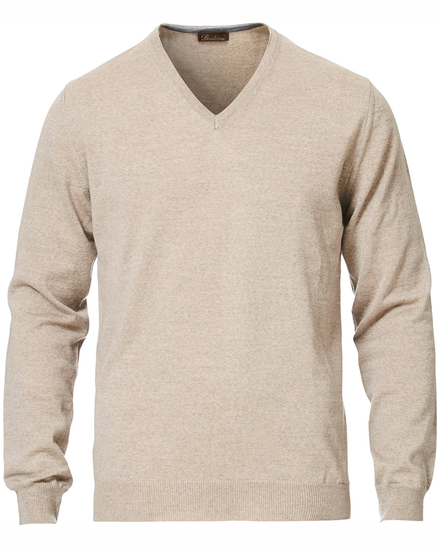 Homme | Pulls Et Tricots | Stenströms | Merino V- Neck Pullover Beige