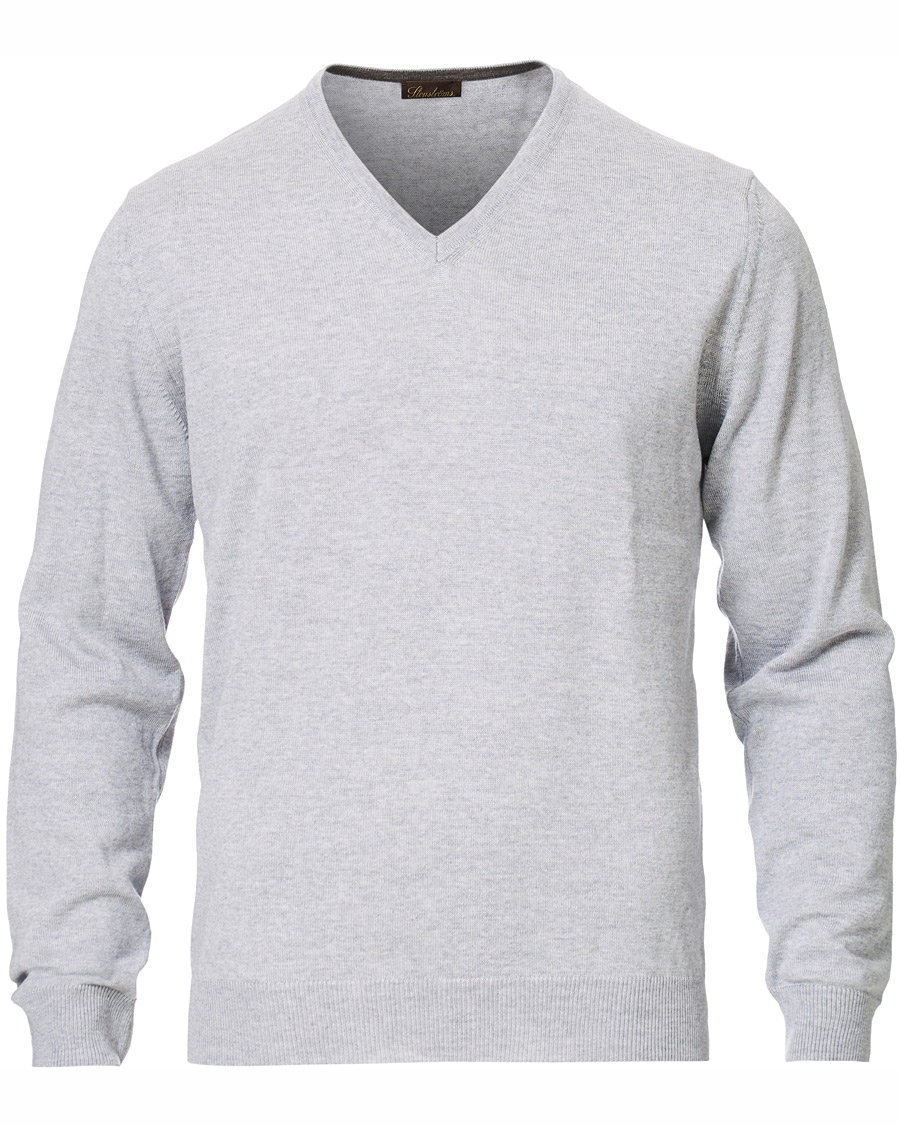 Homme | Pulls Et Tricots | Stenströms | Merino V- Neck Pullover Light Grey