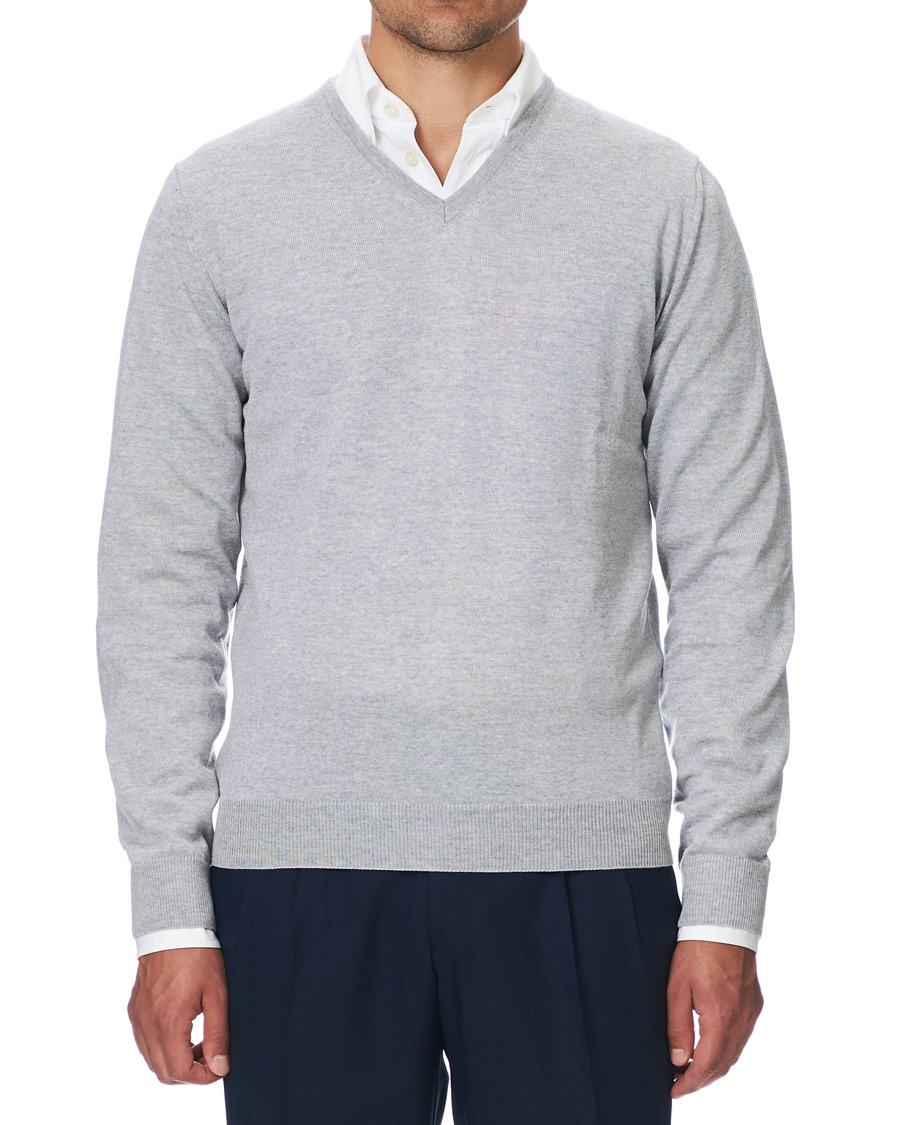 Homme | Pulls Et Tricots | Stenströms | Merino V- Neck Pullover Light Grey
