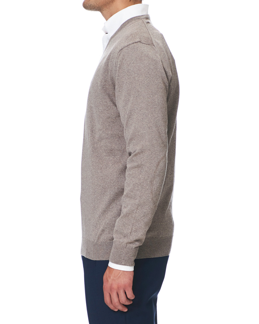Homme | Pulls Et Tricots | Stenströms | Merino V- Neck Pullover Mud Brown