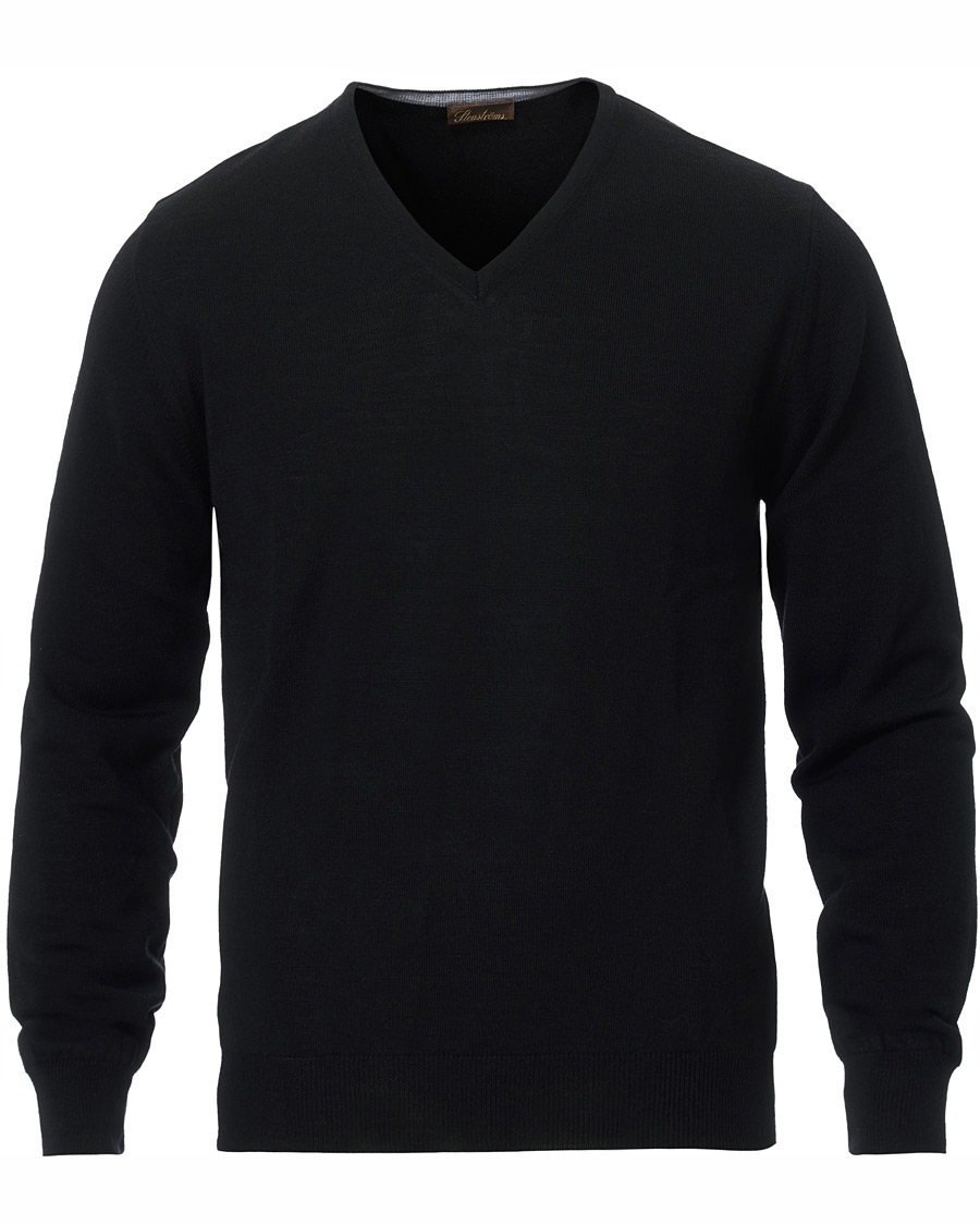 Homme | Pulls Et Tricots | Stenströms | Merino V- Neck Pullover Black