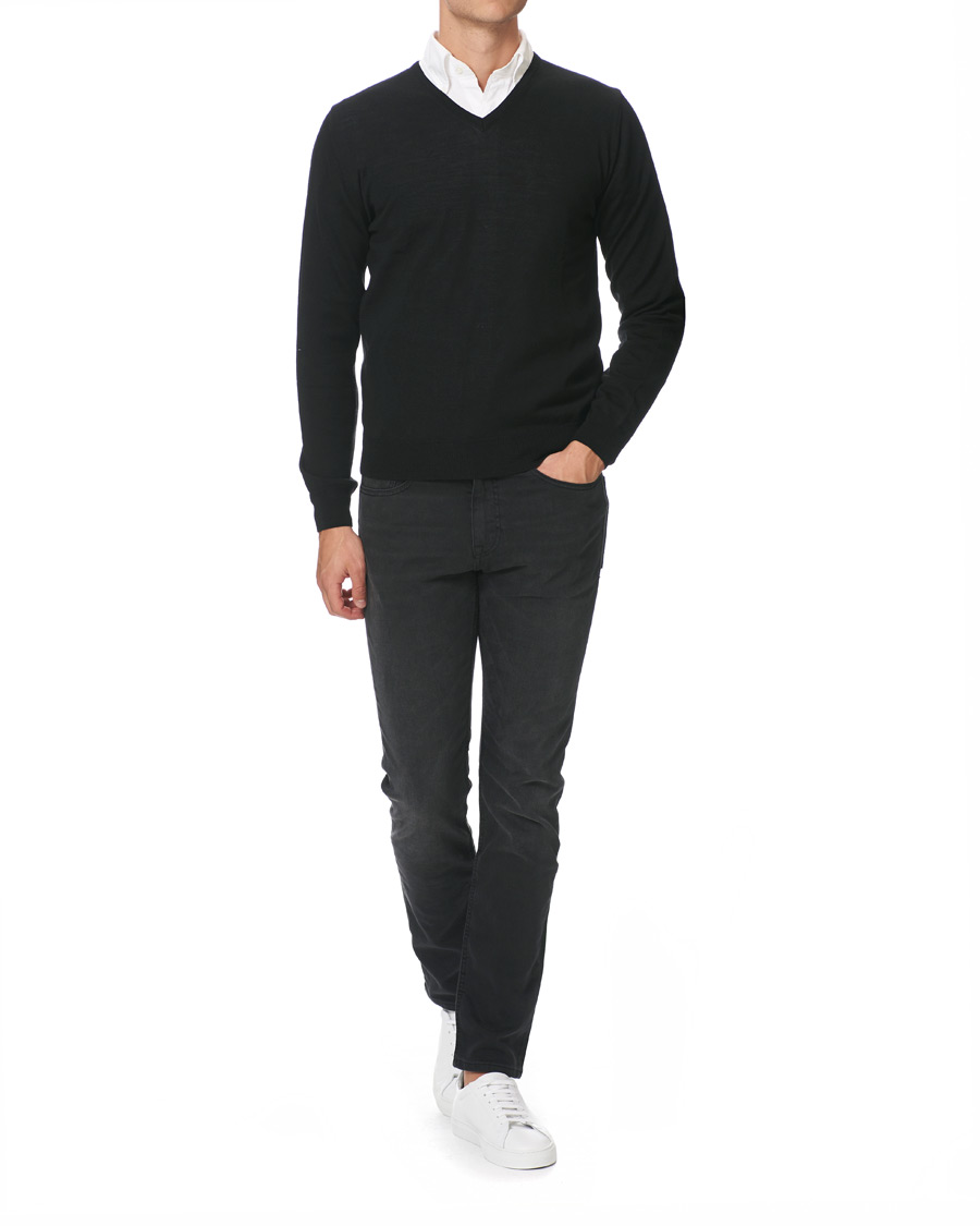 Homme | Pulls Et Tricots | Stenströms | Merino V- Neck Pullover Black