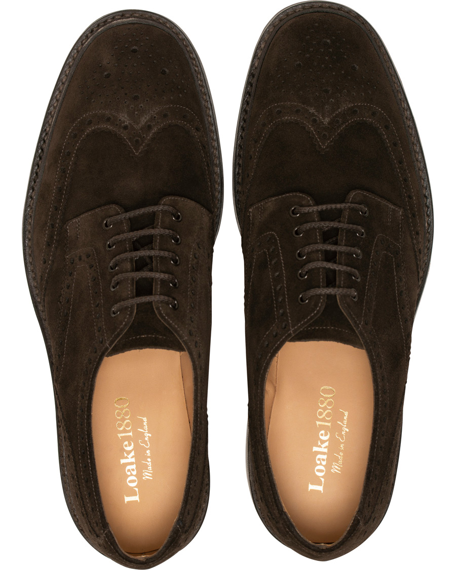 Heren | Loake 1880 Chester MTO Dainite Brogue Dark Brown Suede | Loake 1880 | Chester MTO Dainite Brogue Dark Brown Suede