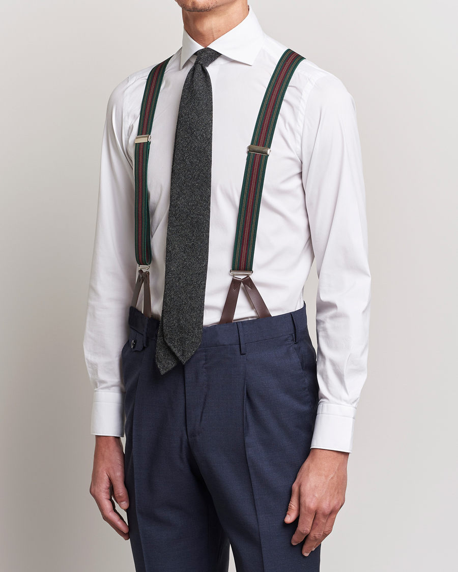 Homme | Albert Thurston Flat End Army Braces 35mm Green | Albert Thurston | Flat End Army Braces 35mm Green