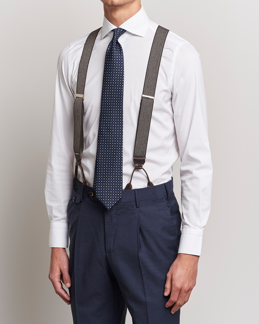 Heren | Albert Thurston Elastic Herringbone Braces 35mm Brown | Albert Thurston | Elastic Herringbone Braces 35mm Brown