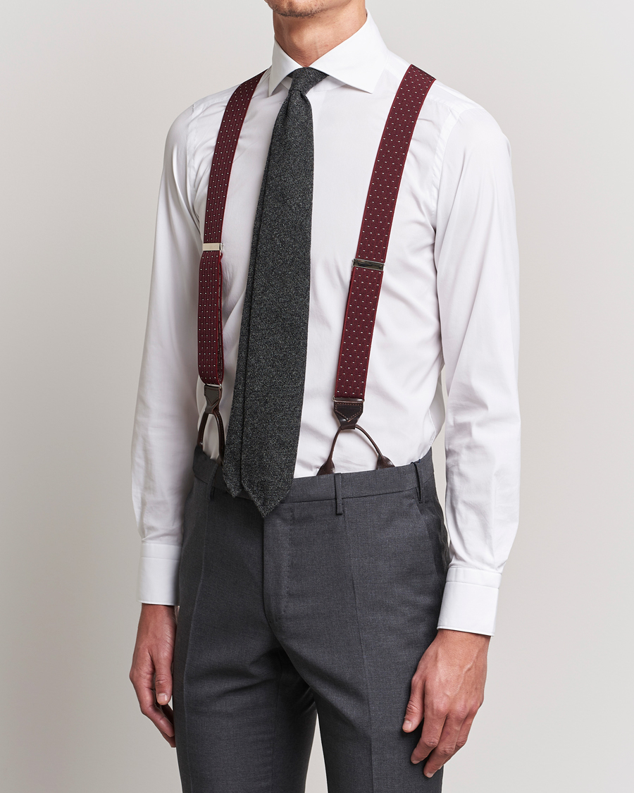 Homme | Albert Thurston Elastic Dot Braces 35mm Wine | Albert Thurston | Elastic Dot Braces 35mm Wine