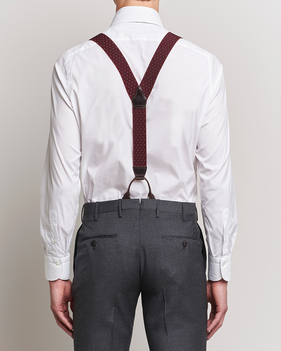 Homme | Albert Thurston Elastic Dot Braces 35mm Wine | Albert Thurston | Elastic Dot Braces 35mm Wine