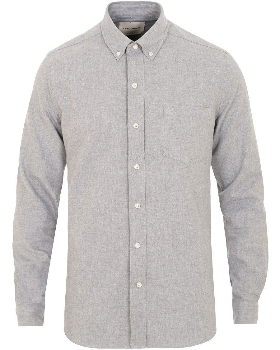 Homme | Chemises | A Day's March | Soft Flannel Shirt Grey Melange