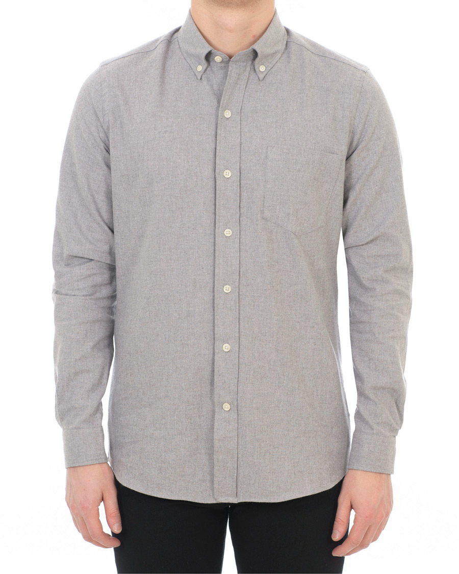 Homme | Chemises | A Day's March | Soft Flannel Shirt Grey Melange
