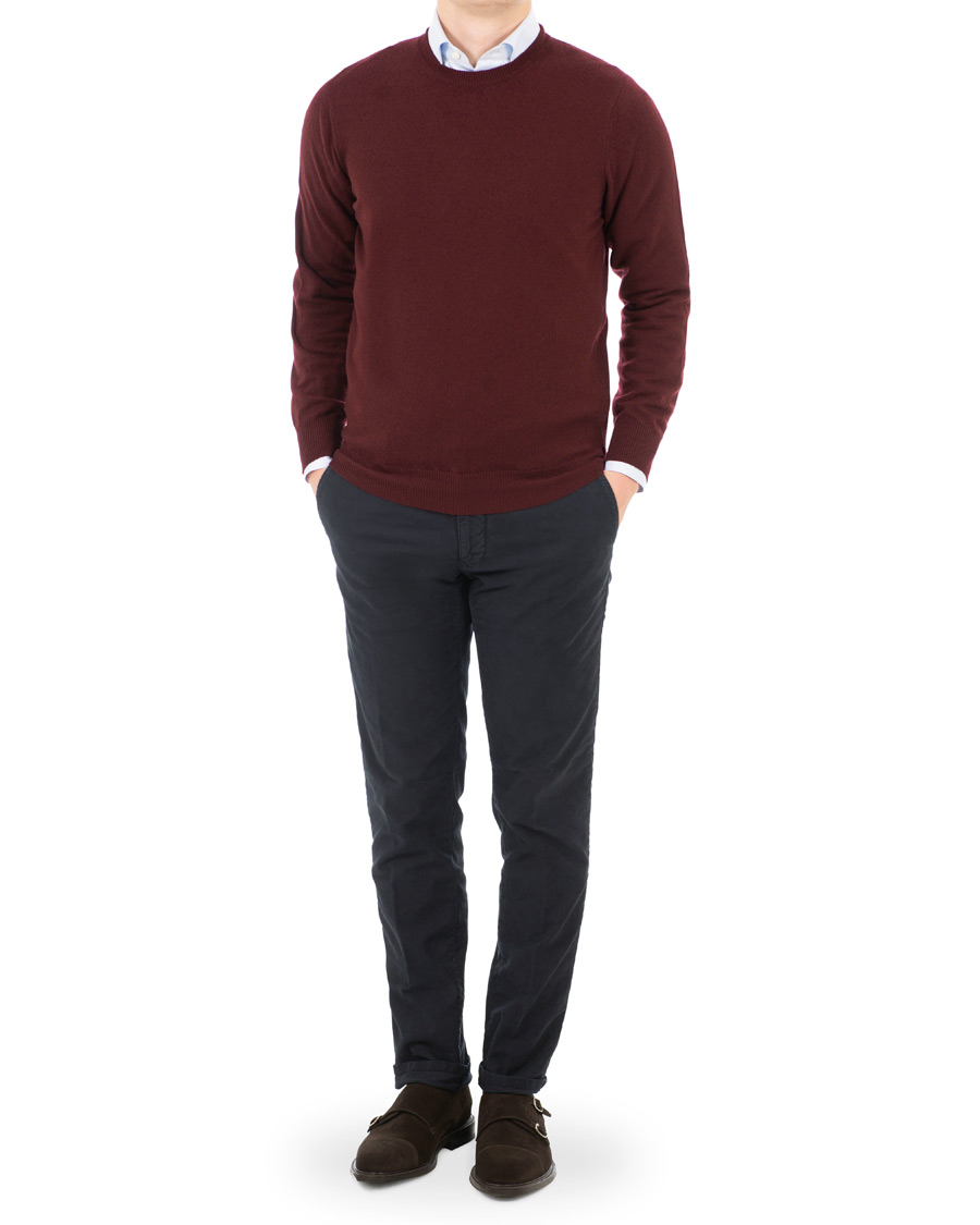 Heren | Truien | Piacenza Cashmere | Cashmere Crew Neck Sweater Burgundy