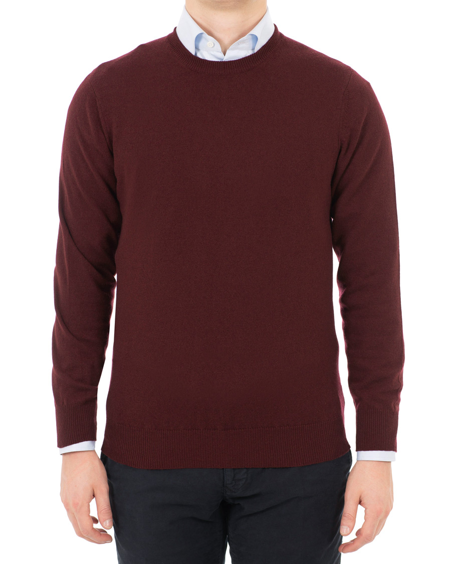 Heren | Truien | Piacenza Cashmere | Cashmere Crew Neck Sweater Burgundy